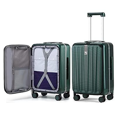 Verage 20 in. Blue Carry on Luggage Spinner Wheels Expandable Hard Side Travel Luggage Rolling Suitcase TSA Approved
