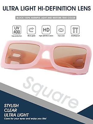 PORADAY Fashion Large Square Sunglasses for Women Men Trendy Black