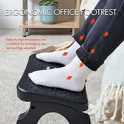 Under Desk Footrest Ergonomic Foot Massager Footrest With Non-Slip Foot Pad  And Massage Rollers For Under Desk At Work Study