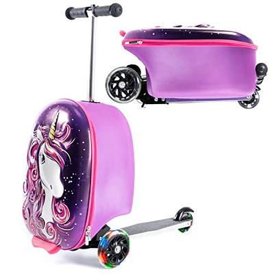 Kiddietotes Kids' Hardside Carry on Suitcase Scooter - Monster