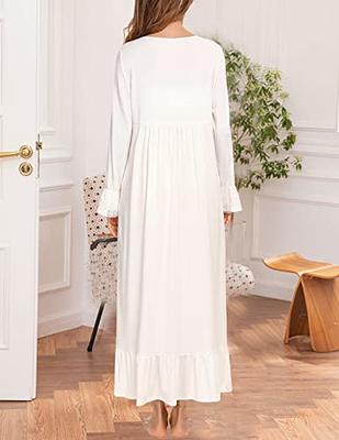 Rubehoow Victorian Nightgown for Women Soft Cotton Long Sleeve