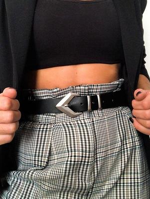 ALAIX Women's Leather Belt Dress Belt for Jeans Jumpsuit Coat Fashion Tie a  Knot Genuine Leather Waist Belt Black at  Women's Clothing store