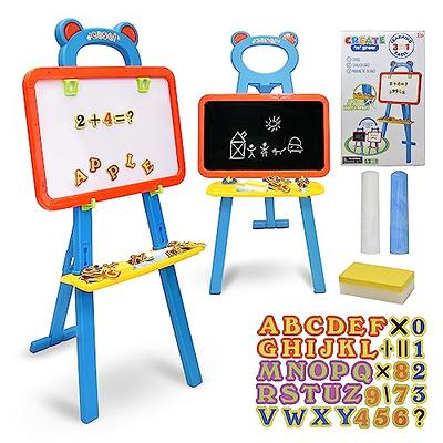 Deluxe Standing Art Easel for Kids - Toddler Drawing Chalkboard, Magnetic  Whiteb