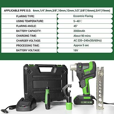 YIFOR Power Flaring Tool Kit 3/4 Max OD, 5 Sec Fast Flaring HVAC Eccentric Flaring  Tool, Cordless Electric Single Flare Tool with Pipe Cutter & Deburrer, for  Soft Copper/Aluminum/Brass Pipes - Yahoo