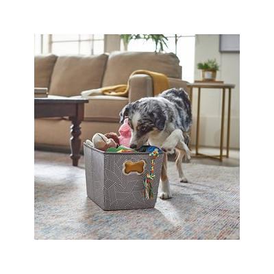 FRISCO Square Collapsible Pet Toy Storage Bin, Gray Basket Weave