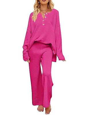 Gihuo Women' s Fluffy Pajamas Set Fleece Pullover Pants Loose