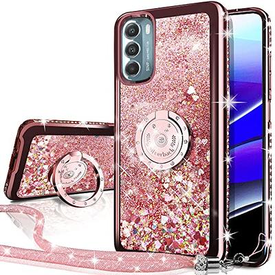 For Motorola Moto G Stylus 5G 2022, Glitter Ring Case + Tempered