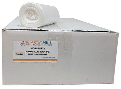 PlasticMill 33 Gallon Garbage Bags: Clear 1.3 Mil 33x39 100 Bags.