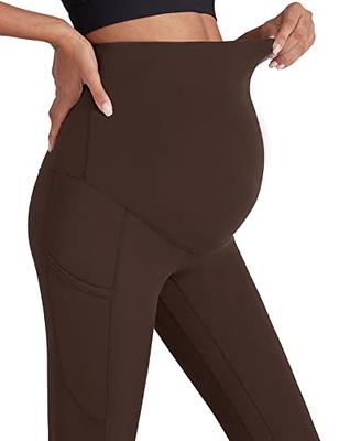 Enerful Women's Maternity Workout Leggings Over The Belly Pregnancy Active  Wear Athletic Yoga Pants with Pockets 2PCS Black Dark Brown Large - Yahoo  Shopping