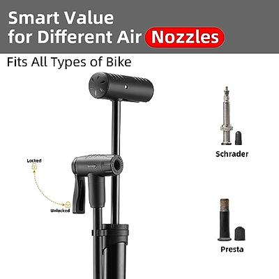 ROCKBROS Bike Pump, Bicycle Pump with PSI Gauge, Protable Bike Tire Pump  with Smart Valve-Fits