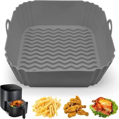 2 Pack Square Silicone Air Fryer Liners for 4-7 QT Air Fryers, Reusable 8  x 2