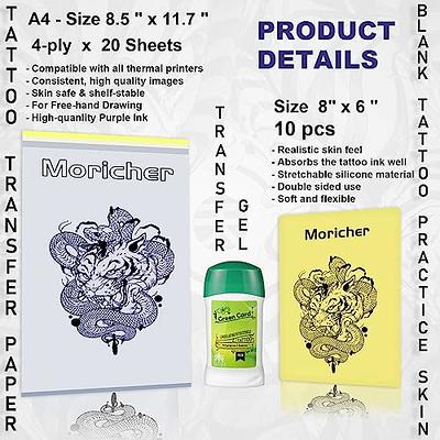 Moricher 10 Tattoo Practice Skin 20 Transfer Paper Tattoo Paper 1 Tattoo  Transfer Cream Gel Tattoo Supplies for Tattoo Practice Tattoo Kit - Yahoo  Shopping