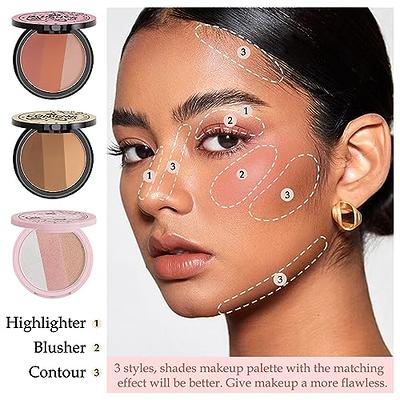 LSxia 12 Colors Cream [Blush+Contour+Concealer] Makeup Palette for Cheeks -  Multi-functional Makeup Palette with Brush, Natural Matte Long Wearing