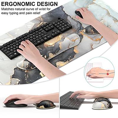 Keyboard Mouse Pad Set, XXL Large Desk Pad+Keyboard Wrist Rest+Mouse Wrist  Cushion Support, Ergonomic Memory Foam, 35.5 x 15.7 Extended Mousepad,  for Office and Gaming