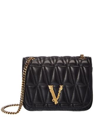 Versace Virtus Mini Quilted Leather Crossbody Bag