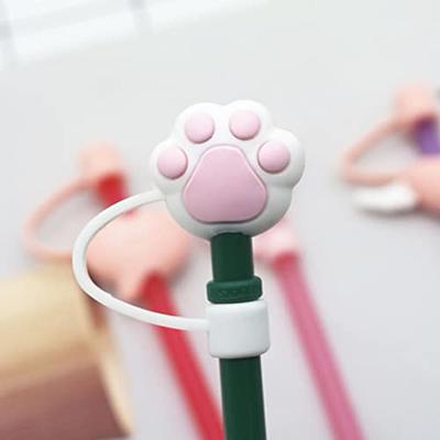 5pcs Anti Dust Straw Cover Cap Daisy Cute Silicone Straw Topper