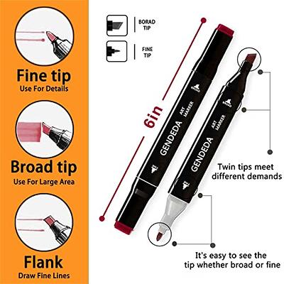 Ohuhu Alcohol Markers Brush Tip - Double Tipped Alcohol Based Markers for  Beginners Artist Sketching Adult Coloring Illustration - Brush Chisel Dual