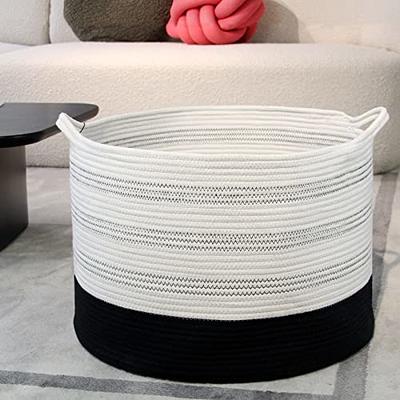 Vintiquewise Decorative Round Small Wicker Woven Rope Storage Blanket Basket  with Braided Handles QI003835.S - The Home Depot