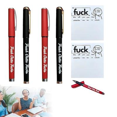 Fresh Outta Fucks Pad and Pen, Fresh Out of Fcks Pen Set, Black Post It  Notes, Snarky Novelty Office Supplies