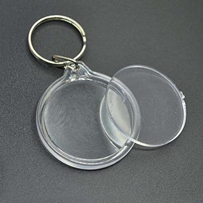 Petyoung 100pcs Acrylic Blank Keyring Photo Picture Insert Keychain Clear  DIY Photo Holder Keychains Frame