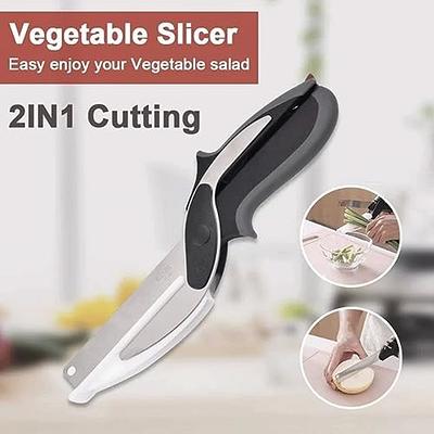 2-in-1 Smart Cutter  Stainless Steel Knife with Cutting Board