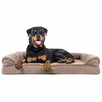 FurHaven Faux Fleece & Chenille Soft Woven Memory Sofa Dog Bed