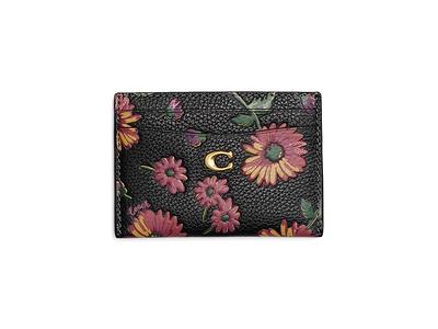 Coach Essential Floral Printed Leather Card Case, Black/Multi