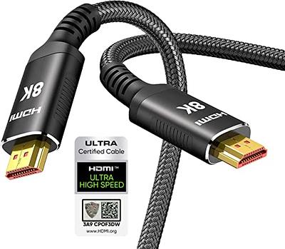 8K HDMI Cable 2.1, 6FT/2M Slim 48Gbps High Speed HDMI Braided Cord-4K@120Hz  144Hz 8K@60Hz, HDCP 2.2&2.3, Dynamic HDR,eARC,DTS:X,RTX 3090,Dolby  Compatible with Projector , Laptop , Television , Monitor 