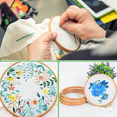 ZOCONE Beech Wood Adjustable Rotated Embroidery Hoop Stand with 2 Pcs 7'' 8'' Embroidery Hoops Wooden Embroidery Stand Embroidery Hoop Holder for C