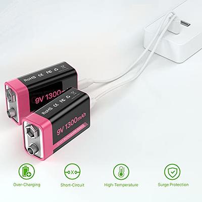 USB Rechargeable Lithium-Ion 9V Battery with Cable