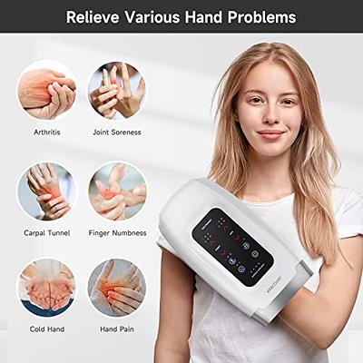 Fit King Cordless Hand Massager with Heat for Hand Massage, for Hand Relaxation and Finger Numbness Relief, Portable & Touch Screen, Black