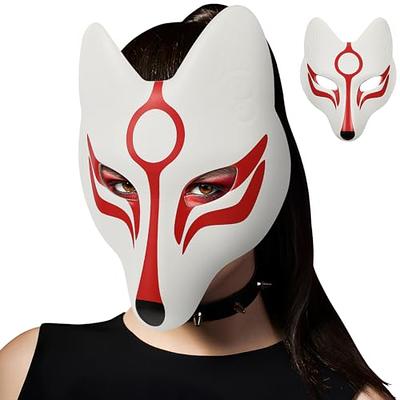 AMOSFUN Fox Mask Japanese Kabuki Kitsune Masks for Men Women