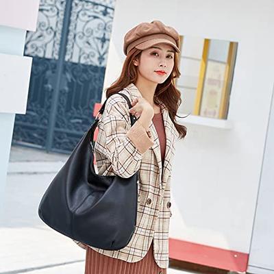 Ashioup Hobo Bags for Women Soft PU Leather Shoulder Bag Vintage Slouchy  Handbag with Zipper