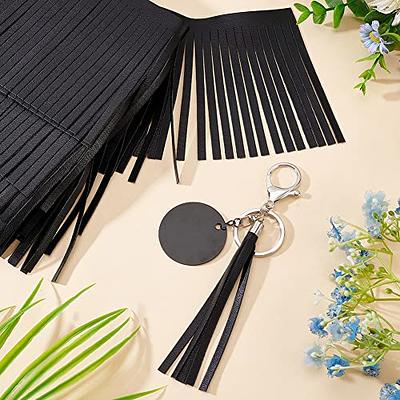 1 Yard 4 Inch PU Leather Fringe Trim DIY Tassel Fringe for Sewing, Black