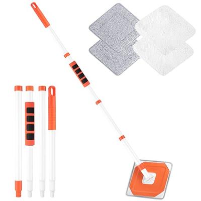 59in Wall Mop with Long Handle, Number-one Wall Cleaner Baseboard Cleaner Tool with Handle, 360Rotatable Adjustable Wet and Dry Mop with 4 Reusable