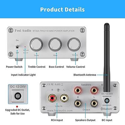 Fosi Audio BT20A-S Bluetooth 5.0 Stereo Audio 2 Channel Amplifier Receiver  Mini Hi-Fi Class