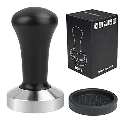 51mm Espresso Coffee Tamper & Stirrer Set - Wooden-Handle Spring-loaded  Calibrated Tamper with Premium Stainless Steel Base for Espresso Machine 