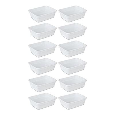 Sterilite Small Portable Rectangle Plastic 8 Qt Dish Pan, White (12 Pack)