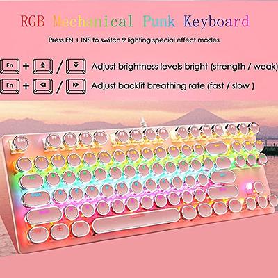 Retro Mechanical Keyboard Typewriter Punk Style 104 Keys Wired Luminous  Esports