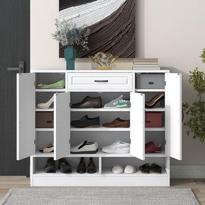 Shoe Cabinet with Doors, Shoes Storage Cabinet for Entryway, Shoe Rack  Organizer, White - Yahoo Shopping