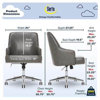 Serta Leighton Light Gray Memory Foam Fabric Office Chair