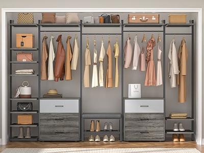 Aheaplus Wood Wardrobe Closet Storage Free Standing Closet Organizer,  Clothes Garment Racks with Storage Shelves and Hanging Rod, Walk In Closet  Organizer with 3 Wood Drawers - Yahoo Shopping