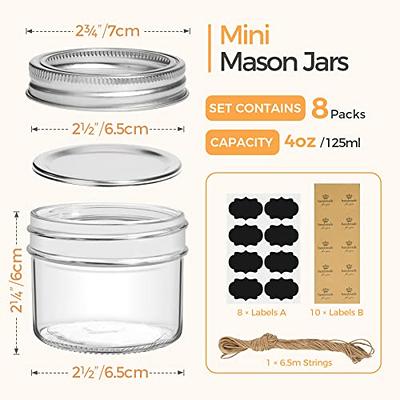 4 oz 12 PACK Regular Mouth Mini Mason Jars with Lids and Bands