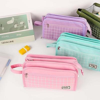 Sooez Large Pencil Case, Big Capacity Pencil Pouch Pen Bag with 3  Compartment, Portable Canvas Stationery Organizer with Zipper, Cute  Aesthetic School Supplies For Teen Girls Boy College, Pink - Yahoo Shopping