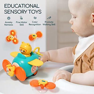 HINZER 3-in-1 High Chair Toys with Suction Cup Spinner Toy for Baby Toys 6 to 12-18 Months Infant Bath Toys for Toddlers 1-3 Spinning Suction Tray