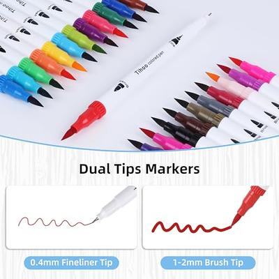 Tihoo 24 Colors Dual Brush Markers, Brush & Fine Tip Art Coloring