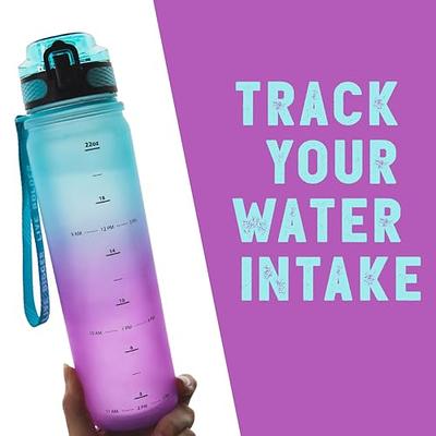 Gym Water Bottles - 24 oz. Shaker-Bottle w/ Mixer & Handle