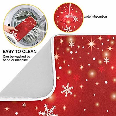 Great Choice Products Christmas Snowflakes On Red Dish Drying Mat For  Kitchen, Absorbent Microfiber Drying Pad