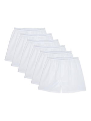 Hanes 6-Pack Men's Tag-Free White Woven Boxer Underwear, Sizes