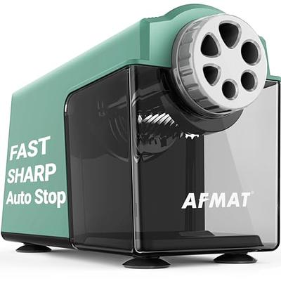 AFMAT Electric Pencil Sharpener Heavy Duty Classroom Pencil Sharpeners for  6.5-8mm No.2/Colored Pencils UL Listed Industrial Pencil Sharpener  w/Stronger Helical Blade Best School Pencil Sharpener Black